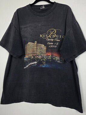 Vintage 90s Bellagio Opening Team 1998 Distressed Mens 2XL Short Sleeve T Shirt